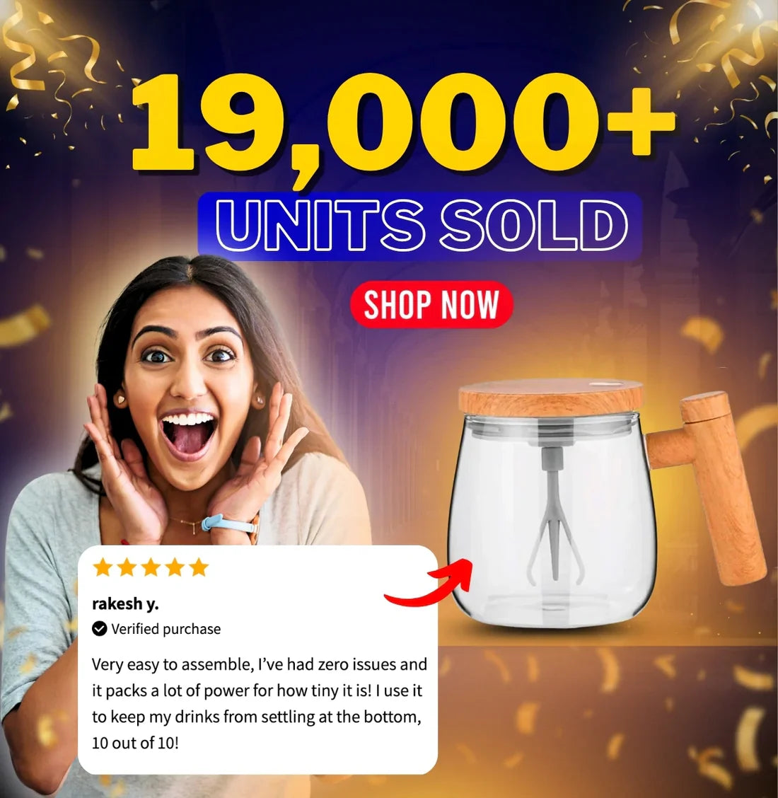 Electric Self Mixing Coffee & Protein Shake Mug